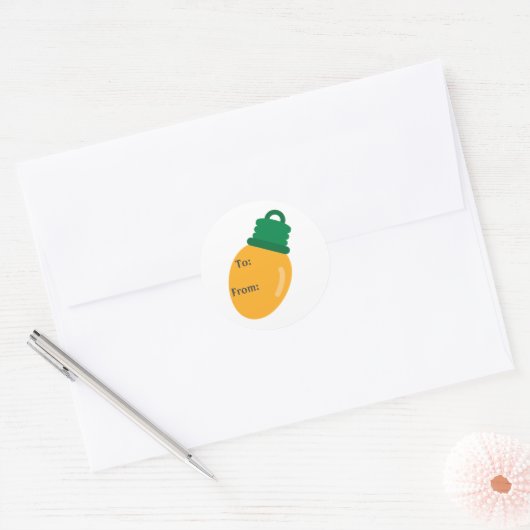 Gele kerstbulb Cadeau Label Sticker (Envelop)