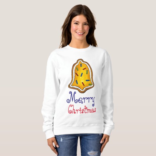 Gele kerstcadeau Cookie Ugly Holiday Sweater (Voorkant volledig)