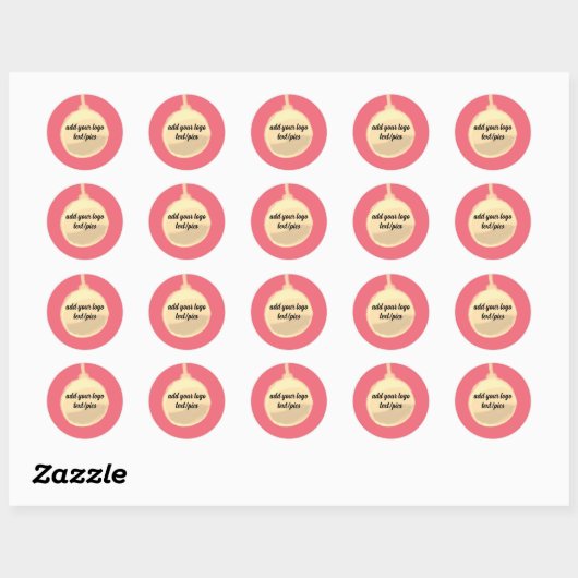 gele kerstklok simpel ronde sticker (Vel)