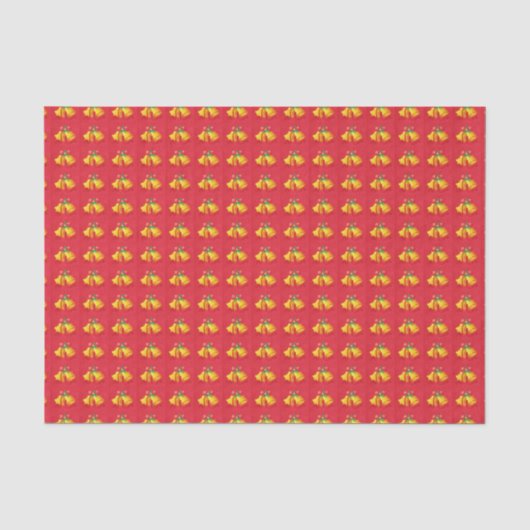 Gele kerstklokken op rode tissuepapier (Voorkant)