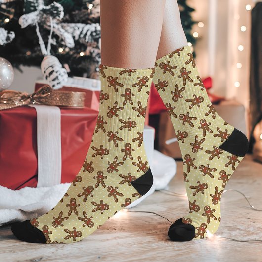 Gele Kerstman Met Stippen Kerstmis Sokken