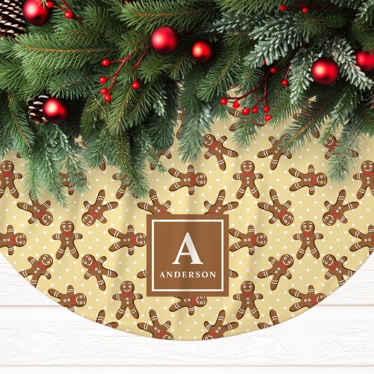 Gele kerstman-monogram kerstboomkleed kerstboom rok