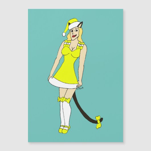 Gele Kerstmis catgirl (Voorkant)
