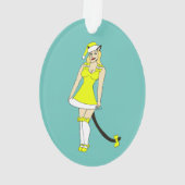 Gele Kerstmis catgirl Ornament (achterkant)