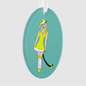 Gele Kerstmis catgirl Ornament (voorkant)