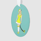 Gele Kerstmis catgirl Ornament (voorkant)