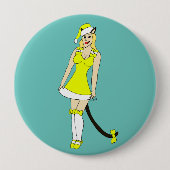 Gele Kerstmis catgirl Ronde Button 4,0 Cm (Voorkant)