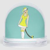 Gele Kerstmis catgirl Sneeuwbol (Achterkant)