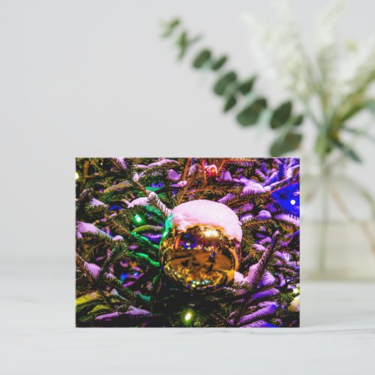 Gele kerstornament Ball Briefkaart (Staand voorkant)