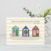 Gele kever met strand Huts Holiday Kaart (Staand voorkant)