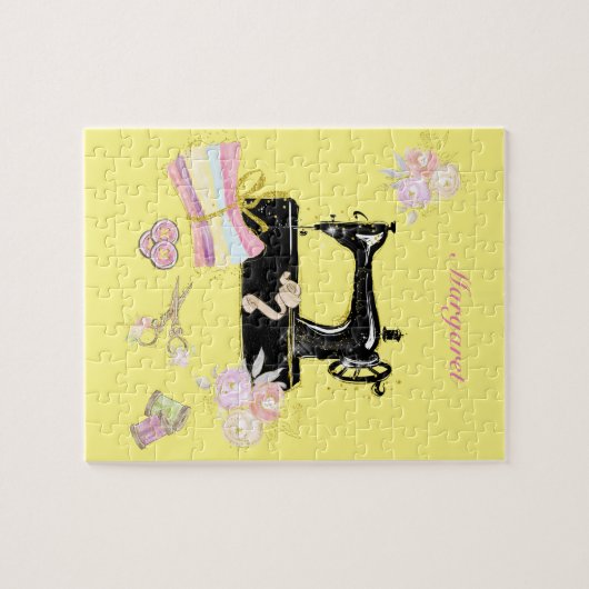 gele kieuwnaaimachine legpuzzel (Horizontaal)