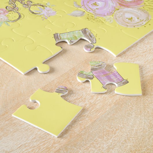 gele kieuwnaaimachine legpuzzel (Zijkant)