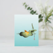 Gele Kikker op Lotus Leaf Briefkaart (Staand voorkant)