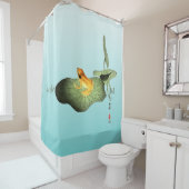 Gele Kikker op Lotus Leaf Douchegordijn (In situ)