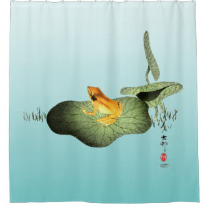 Gele Kikker op Lotus Leaf Douchegordijn