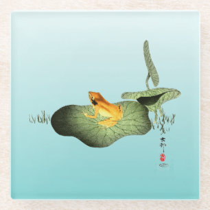 Gele Kikker op Lotus Leaf Glazen Onderzetter