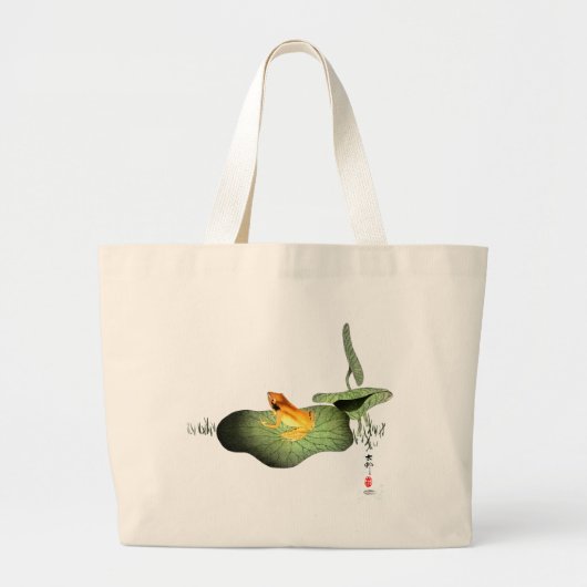 Gele Kikker op Lotus Leaf Grote Tote Bag (Voorkant)