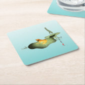 Gele Kikker op Lotus Leaf Kartonnen Onderzetters (Schuin)