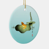 Gele Kikker op Lotus Leaf Keramisch Ornament (Rechts)