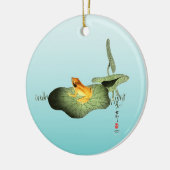 Gele Kikker op Lotus Leaf Keramisch Ornament (Links)