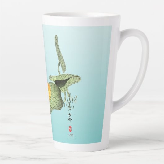 Gele Kikker op Lotus Leaf Latte Mok (Rechts)