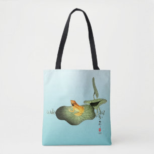Gele Kikker op Lotus Leaf Tote Bag