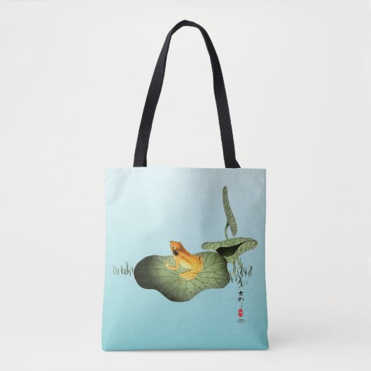 Gele Kikker op Lotus Leaf Tote Bag (Voorkant)