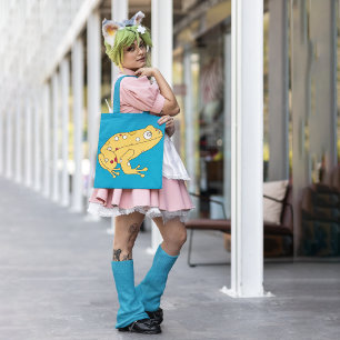 Gele kikker tote bag