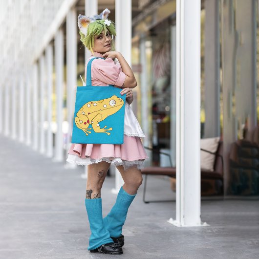 Gele kikker tote bag