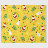 Gele kikkers santa claus snewmen cadeaupapier (Vlak)