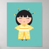 Gele Kimono Japanse Doll Poster (Voorkant)