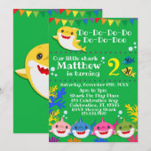 Gele Kinder Shark Green Birthday Kaart (Voorkant / Achterkant)