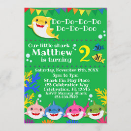 Gele Kinder Shark Green Birthday Kaart