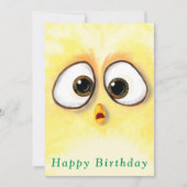Gele kip Verrassde ogen Kaart Happy Birthday (Voorkant)