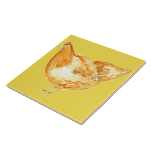 gele kippen tegeltje (Zijkant)