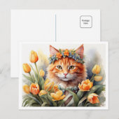 Gele Kitty Tulpen Briefkaart (Voorkant / Achterkant)