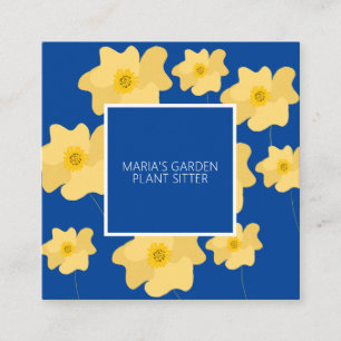 Gele Klaproos Bloementuin Plant Zitter Blauw Vierkante Visitekaartje