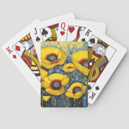 Gele klaprozen 2 pokerkaarten