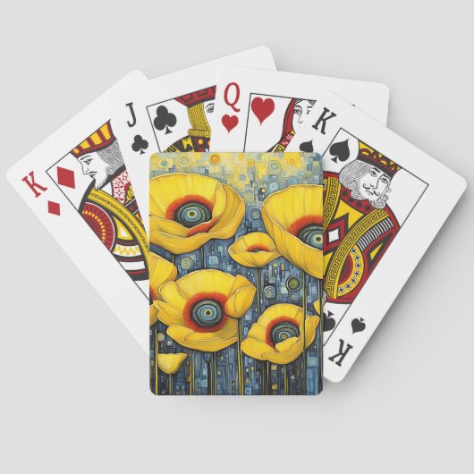 Gele klaprozen 2 pokerkaarten (Achterkant)