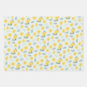 gele klaprozen inpakpapier vel (Voorkant 3)