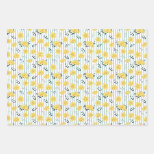 gele klaprozen inpakpapier vel (Voorkant)