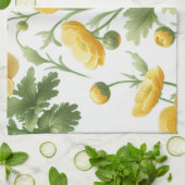 Gele klaprozen keukenhanddoek (Gevouwen)