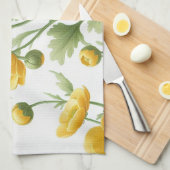 Gele klaprozen keukenhanddoek (Quarter Fold)