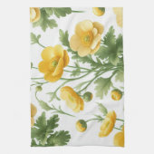 Gele klaprozen keukenhanddoek (Verticaal)