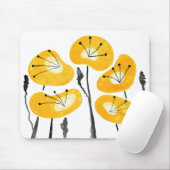 Gele klaprozen, lichte Midcentury Modern, Uniek Muismat (Met muis)