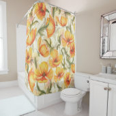 Gele klaprozen: met de hand getekend waterverf. douchegordijn (In situ)