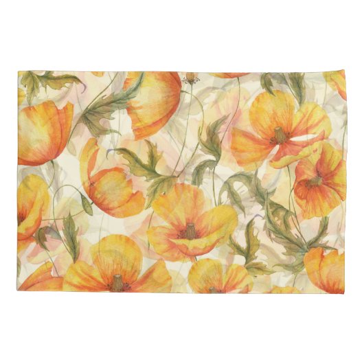 Gele klaprozen: met de hand getekend waterverf. kussensloop (Achterkant)