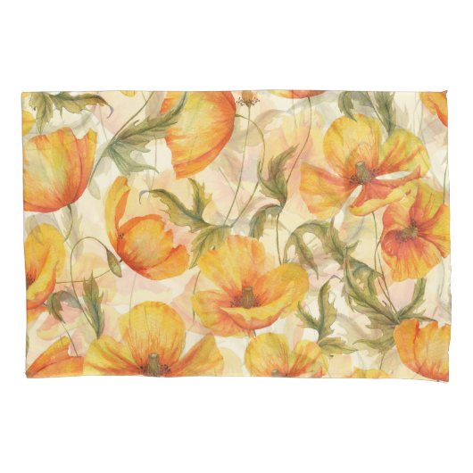 Gele klaprozen: met de hand getekend waterverf. kussensloop (Voorkant)