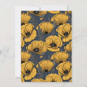 Gele klaprozen op marineblauw