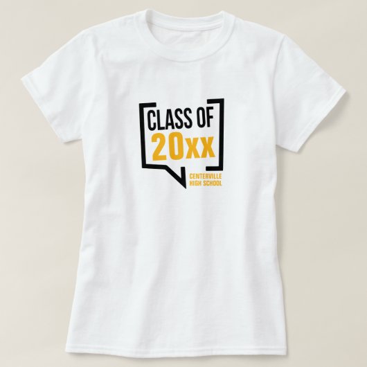 Gele klasse Jaar Toespraak Bubble T-shirt (Design voorkant)